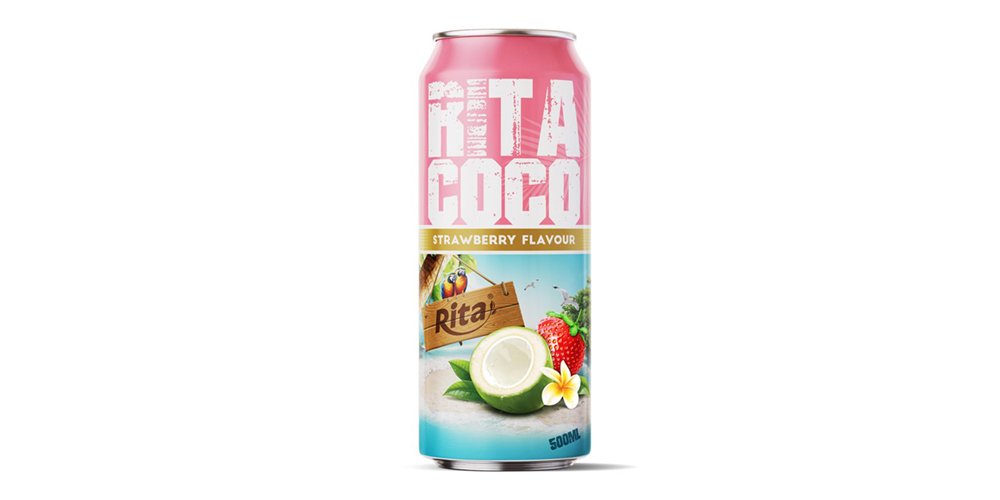 Coco Water With Strawberry Flavor 500ml Can Rita Brand